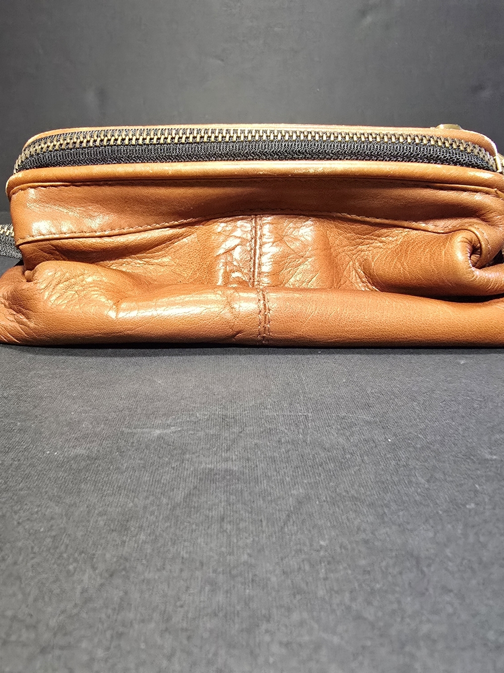 Frye Clutch Mens Small Brown Leather Zip Travel Toiletry Dopp Kit Bag Pouch
